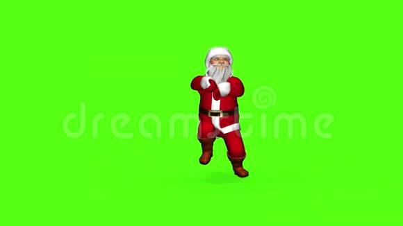 穿着红色西装的圣诞老人正在跳舞3d在绿色屏幕上渲染视频的预览图