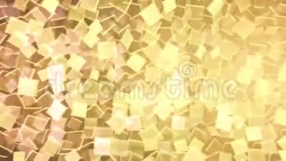 黄色立方体旋转成不同的方向三维几何背景无缝环动画金色的小排视频的预览图