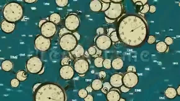 蓝色的飞行秒表计时表和刻字时间概念视频的预览图