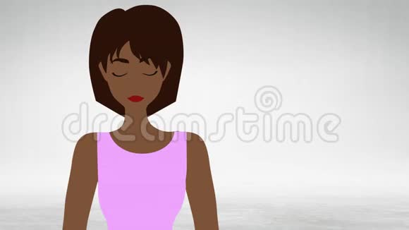 2D动画片穿着粉红色衣服的非裔美国女人离开变成穿西装的长胡子男人视频的预览图