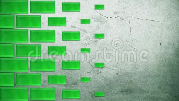 抽象绿色矩形在灰色背景上建造一堵墙运动设计动画飞砖站在那里视频的预览图