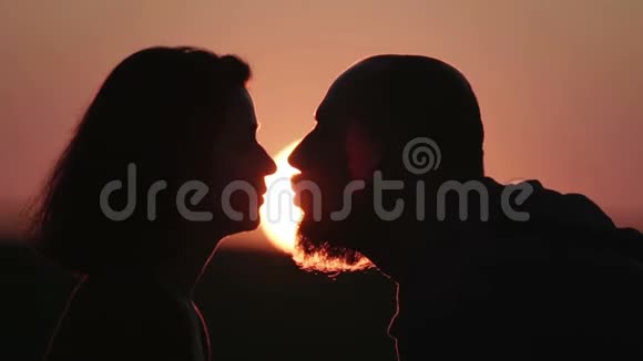日落时分在田野里的男人和女人视频的预览图