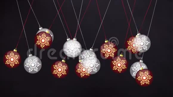红色和白色圣诞球动画视频的预览图
