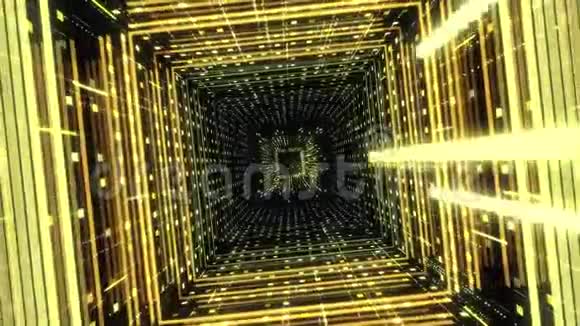 抽象迷幻隧道形成的许多方形框架旋转和飞走在黑暗中动画3真了不起视频的预览图