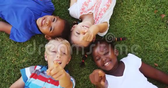 一群躺在草地上玩得开心的孩子视频的预览图