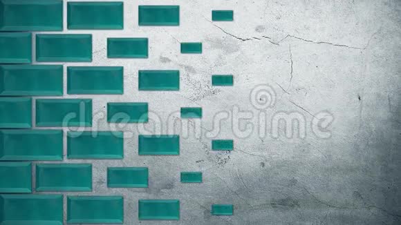 抽象蓝色矩形在灰色背景上建造一堵墙运动设计动画飞砖站在水平视频的预览图