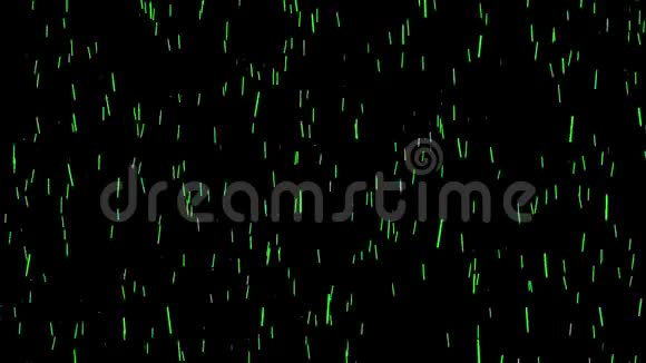 快速落下的绿色抽象雪隔离在黑色背景上运动图形的概念动画小规模飞行视频的预览图