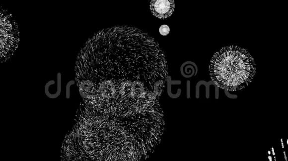 惊人的抽象动画明亮的霓虹灯图案从粒子爆炸在黑色背景动画摘要视频的预览图