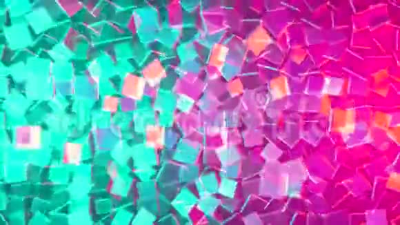 令人惊叹的动画背景三维多彩闪烁立方体旋转和闪耀在抽象的空间动画视频的预览图