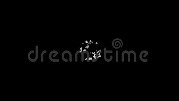无数白色三角形的抽象背景混沌地漂浮在黑色上动画计算机生成的抽象视频的预览图