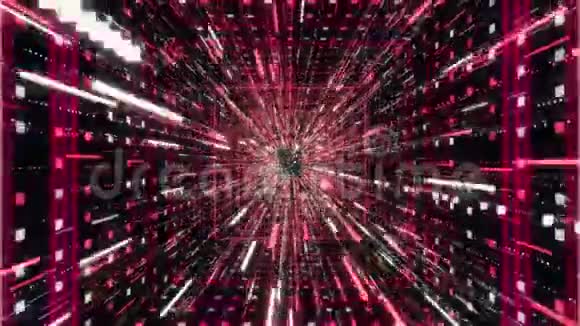 美丽多彩的隧道动画霓虹灯几何全息走廊或隧道的催眠抽象动画视频的预览图