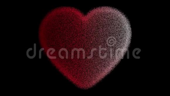 红心颗粒搏动心跳爱情的象征情人节的概念视频的预览图