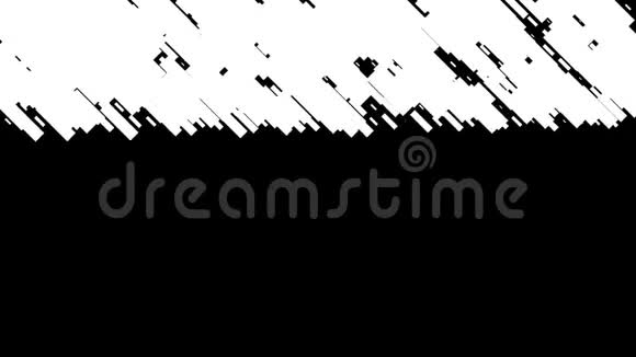 抽象白色矩形图案随机和波浪运动在黑色背景上动画单色运动视频的预览图