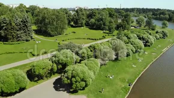 莫斯科俄罗斯从上面看到Zelenograd的胜利公园视频的预览图