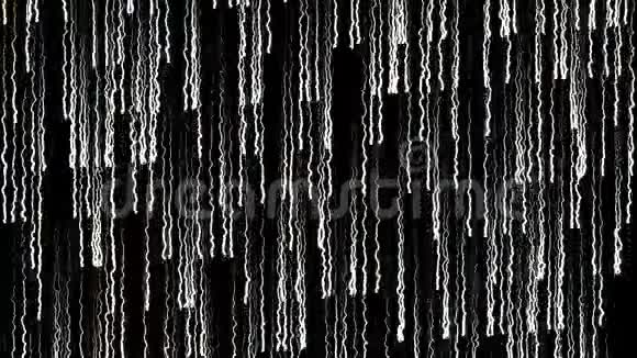 抽象发光的波浪白色线条在黑色背景上移动无缝循环动画弯曲的条纹看起来像视频的预览图