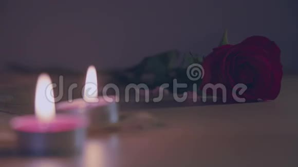 在玫瑰面前点燃蜡烛视频的预览图
