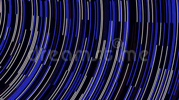 蓝色霓虹灯流与条纹创意纹理动画抽象弯曲黑色的狭窄氖线视频的预览图