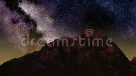 日出从夜空落下星星从山后掠过视频的预览图