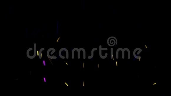 美丽的抽象明亮的小霓虹灯在黑色的背景上飞起来动画神奇的抽象动画视频的预览图