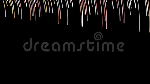 美丽的抽象动画的多色霓虹灯线旋转在一个圆圈上的黑色背景动画视频的预览图