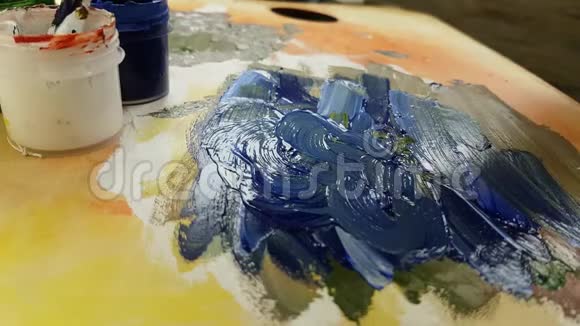 手工颜料与颜料表现爱好艺术色彩绘画创意水彩器材装饰视频的预览图