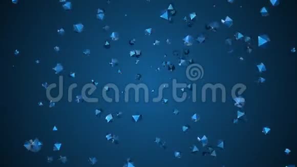 抽象多边形爆炸运动背景蓝色三维形状图案视频的预览图