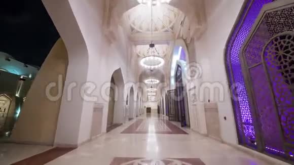 多哈延时视频夜灯清真寺卡塔尔中东视频的预览图