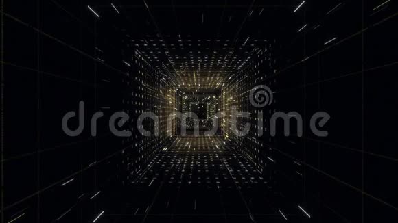 星流隧道中有闪亮的条纹动画隧道网络空间与霓虹灯线的沉浸式三维流动视频的预览图