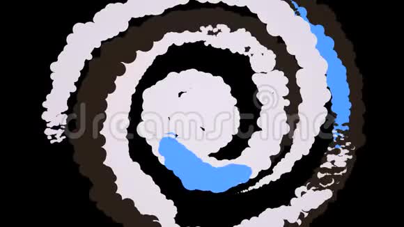 泡沫螺旋体动画在黑色背景上旋转的抽象泡沫螺旋动画彩绘螺旋旋流视频的预览图