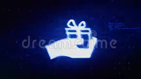 生日盒子礼物礼品盒手给符号数字像素噪音错误动画视频的预览图