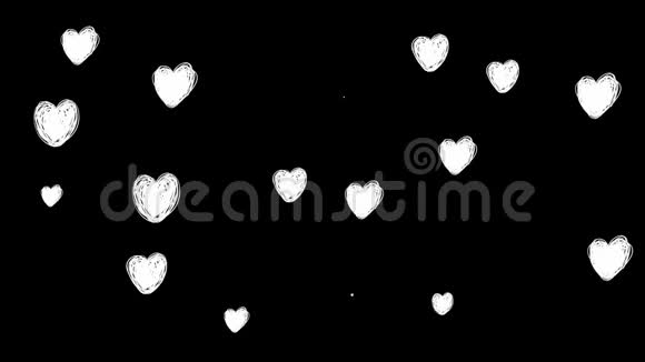 心多颗心心粉红色的黑色背景的心画布剪辑的心动画片视频的预览图