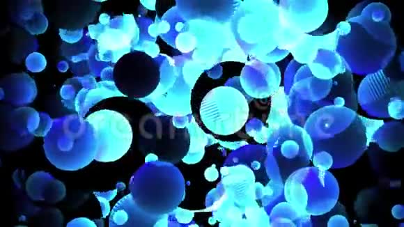 蓝色bokeh艺术运动气泡纹理背景蓝球图案设计现代圆圈图案视频的预览图
