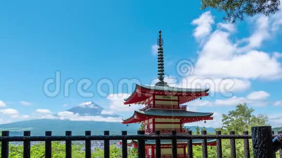 山顶富士吉田白天云间富士视频的预览图