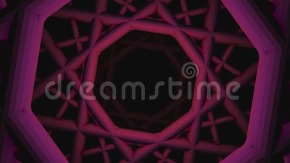 图形旋转隧道的抽象动画动画在黑色背景上旋转的图案几何螺旋视频的预览图
