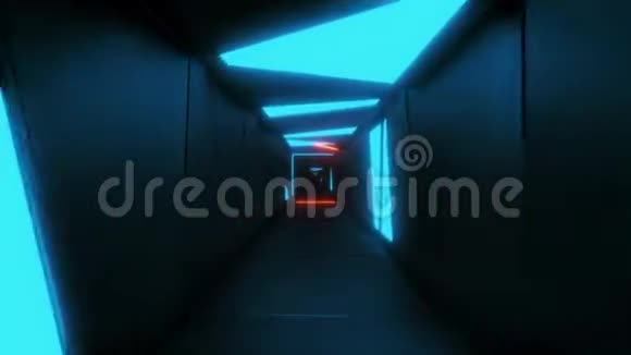 高度抽象的设计隧道走廊与发光图案三维插图现场壁纸运动背景视频的预览图