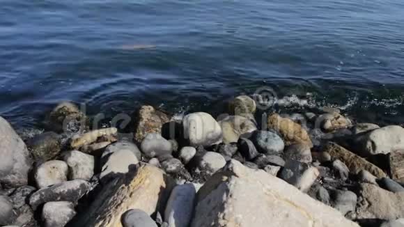 一片被污染的里海海底海滨沙滩上的垃圾和垃圾环境问题视频的预览图