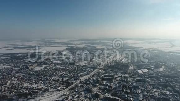 空中旧城桑比尔乌克兰全景500米高欧城城市人口稠密的地区观点视频的预览图