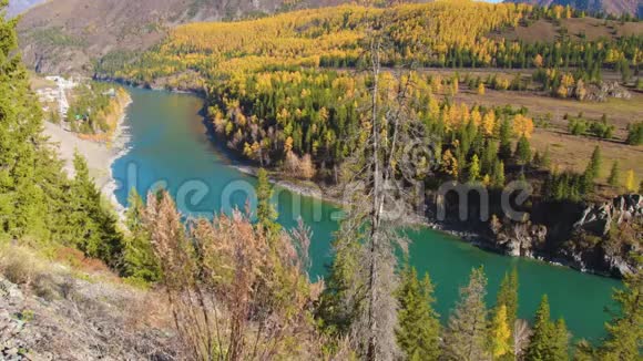 俄罗斯阿尔泰共和国阿尔泰山绿松石卡屯河视频的预览图