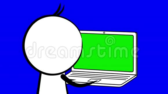 手提电脑键盘卡通人物打字视频的预览图