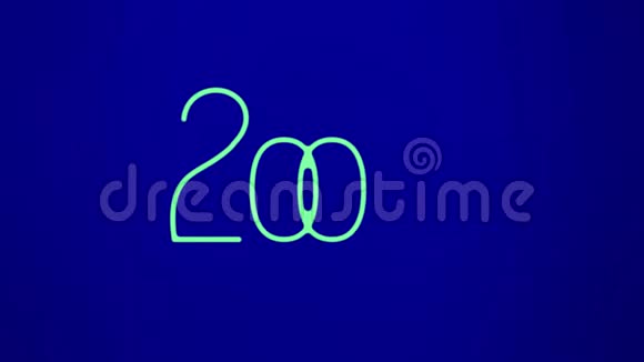 以蓝底绿色文字为主题的2020年欢乐新年彩色招牌设计动画视频的预览图