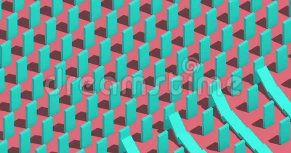 倒下的多米诺骨牌抽象的3D渲染视频的预览图