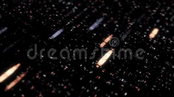 黑色背景上明亮的发光线动画数码笔触和线条的网络空间视频的预览图