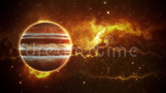 太阳系行星木星空间环运动背景视频的预览图