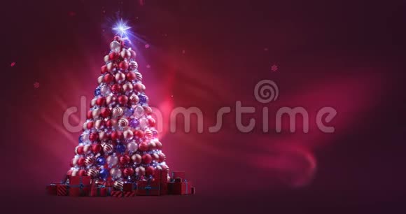 深红色的圣诞树4K无缝环视频的预览图