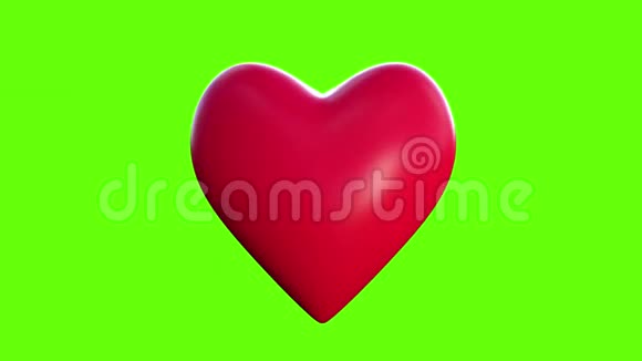 动画红色的心脏在绿色屏幕前跳动这也可以用于带有医疗和保健主题的视频视频的预览图