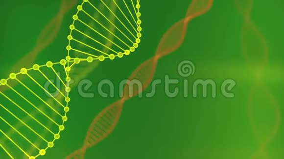 摘要绿光闪烁的DNA双螺旋与景深基于debrises三维绘制的DNA构建动画视频的预览图