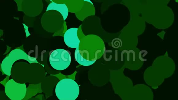 抽象背景与流动大模糊圆动画黑暗模糊的绿色圆圈在溪流中闪烁视频的预览图