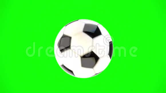 足球在绿色屏幕上旋转并在慢速运动中停止视频的预览图