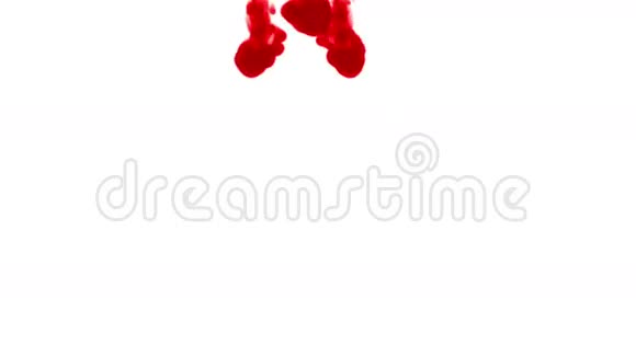 液体中滴墨水的特写镜头红色的水坑掉在水里缓慢地移动使用inky背景或视频的预览图