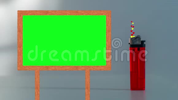 框架与绿色屏幕旁边的打火机彩色的心出来视频的预览图
